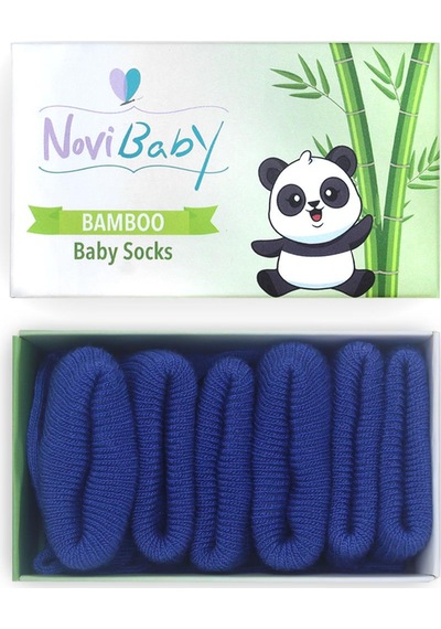 Novibaby 3'lü Bambu Yenidoğan Bebek Çorabı I Navy Blue I 0-6 ay "Karışık Renkli"
