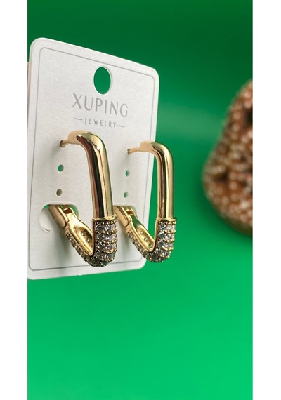 Xuping Rose Gold Üçgen Zirkon Taşlı Halka Küpe Gold