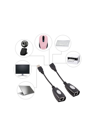 Usb Extender Cat5 Cat6 Kablosu Üzerinden Lan Uzatma Adaptörü 45M