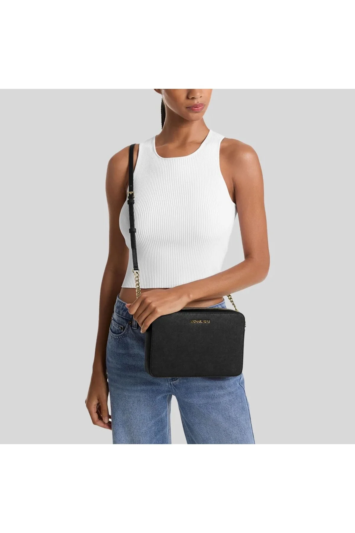 Michael Kors Kadın Jet Set Saffiano Deri Çapraz Omuz Çantası Mk-35t8gttc9l Siyah