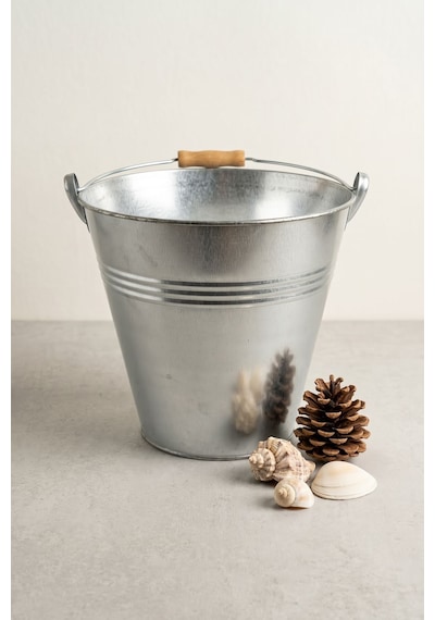 Metal Dekoratif Kova 10 Litre - 28 Cm Çok Amaçlı Saplı Galvaniz Saksılık Ve Düzenleyici Renksiz