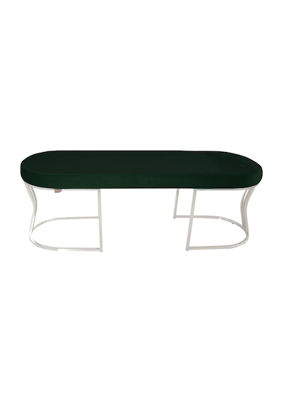 Viego Silver Smooth- Yeşil Kapitoneli Model Puf & Bench & Koltuk- Oturak-uzun Makyaj Puff-yatak Odası Ucu &önü