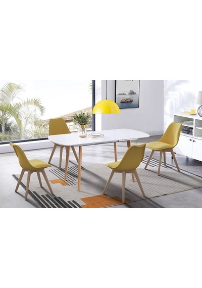 Riolight Modern Sari Içi Beyaz Yemek Masasi Üzeri Tekli Metal Sar