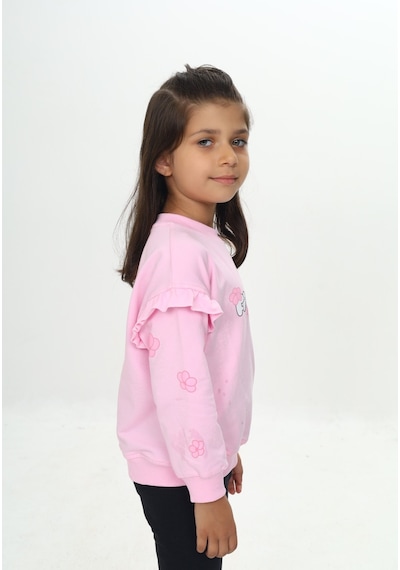 Toontoy Kız Çocuk Fantasy Çiçek Baskılı Sweatshirt Açık Pembe