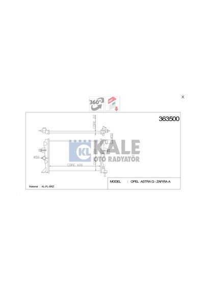Radyatör Su Astra G 98-05 / Astra H 04-10 / Zafıra A 99-05 / 1...