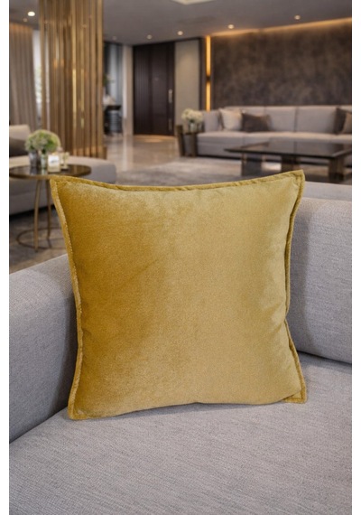 Modern Lüks Kadife Kırlent Kılıfı Sarı Ton, Yumuşak Doku, Şık Ve Dekoratif. Sarı - 851733439 Sarı