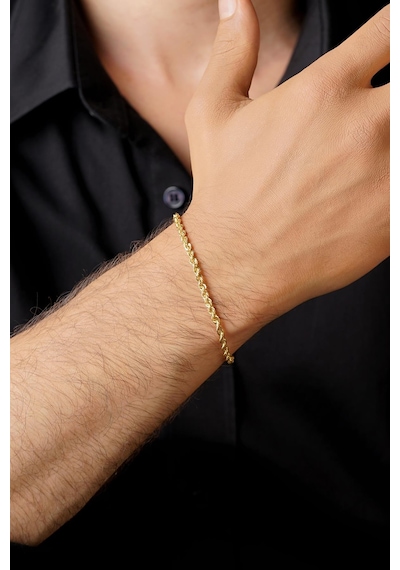 14 Ayar Altın Burgu Halat Zincir Erkek Bileklik 2.50 Mm Sarı Altın