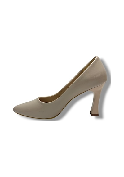 C-shoes 349-26 Kırışık Rugan Deri Kadın Stiletto Krem