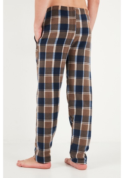 Buratti Lastikli Bel Düz Paça Yumuşak Dokulu Polar Pijama Altı Erkek Pijama Altı 6098001 Koyu Camel