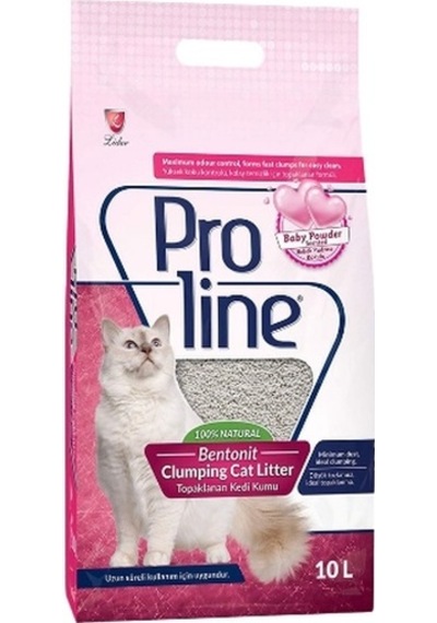 Pro Line Baby Powder Kokulu Topaklaşan Bentonit Kedi Kumu 6 x 10 L