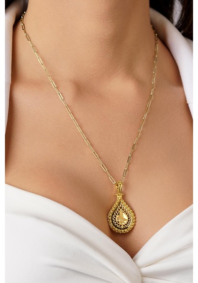 14 Ayar Altın Ataç Zincirli Tuğra Uçlu Kolye Pembe Altın