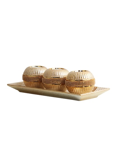 Lüks Porselen 3lü Tealight Mumluk Şamdan Biblo Heykel Hediyelik Dekoratif Ürün Masa Süsü Ev Hediye 3