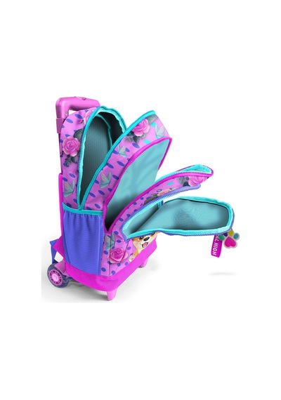 Kids Pembe Köpek Desenli Üç Bölmeli Çekçekli Okul 3'lü Çanta Seti 3set23950
