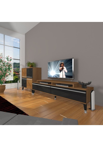 Decoraktiv Ekoflex On Mdf Silver Tv Ünitesi Tv Sehpası Ceviz - Siyah
