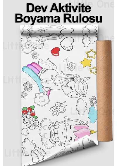 Melolisa Unicorn - Tek Boynuzlu At Aktivite Rulo Boyama Kağıdı - 62 Cm X 2.5 Metre Dev Rulo