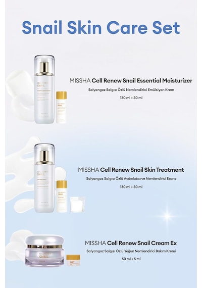 Salyangoz Özlü Yoğun Nemlendirici Ve Aydınlatıcı Set Cell Renew Snail Skin Care Set, 8410