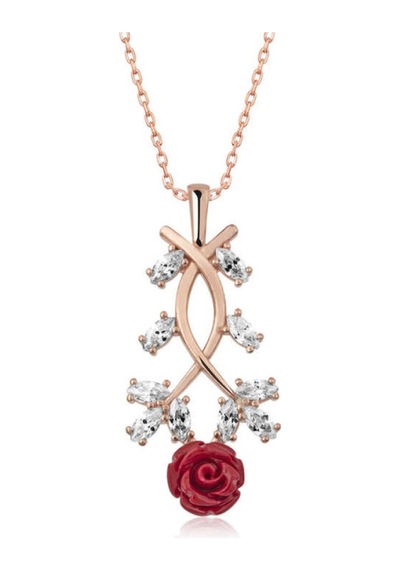 Casera's Gümüş Rose Kırmızı Gül Kolye Csr2180762 Gümüş