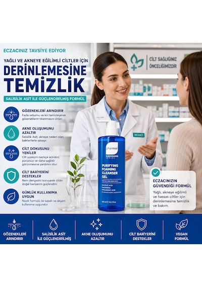 Salicylic Acid Foaming Cleanser Gel 400 Ml - Yağlı Ve Sivilceli Cilt Yüz Temizleme Jeli