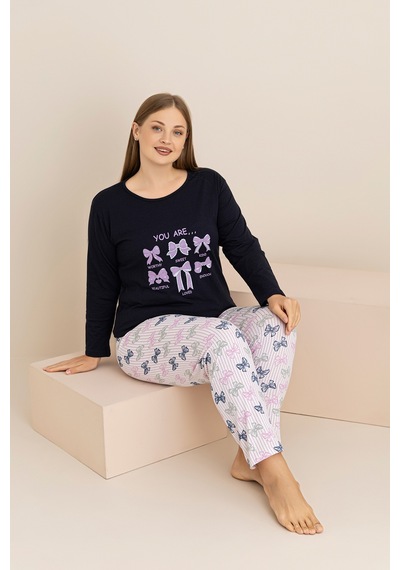 Rindahomewear Büyük Beden Süprem Pijama Takımı Lacivert