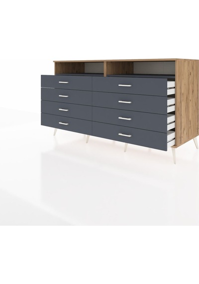 Kronos Konsol 2 Raflı 8 Çekmeceli 176x59x99 Çam-antrasit Çam-antrasit Kronos Konsol 2 Raflı 8 Çekmeceli 176x59x99 Çam-antrasit Çam-antrasit