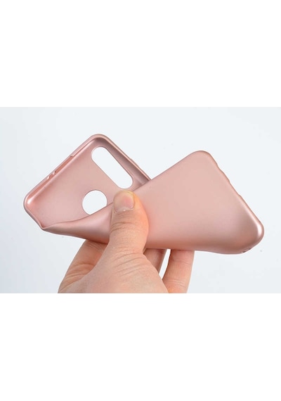 Noktaks - Huawei Uyumlu Huawei P30 Lite - Kılıf Mat Renkli Esnek Premier Silikon Kapak - Gold