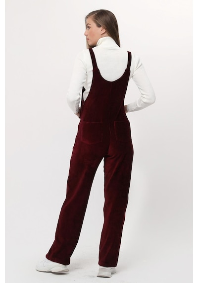 Luvmabelly Myra6113 - Bordo Kadife Hamile Salopet-Bordo