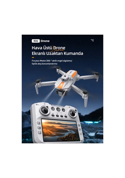 4k Çift Kameralı Drone Ekranlı Kumanda 2 Batarya Optik Akış Fırçasız Motor Beyaz