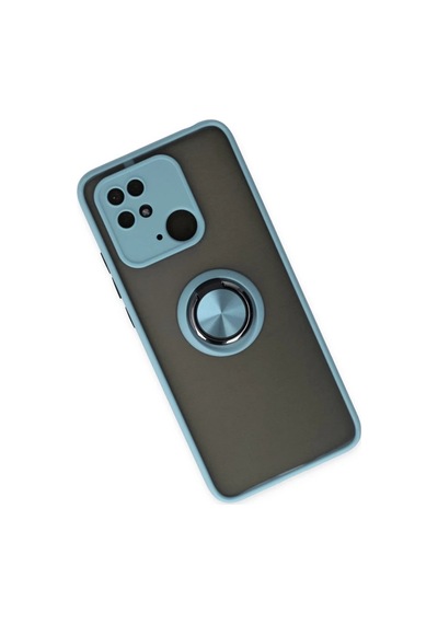 Xiaomi Redmi 10c Uyumlu Kılıf Montreal Yüzüklü Silikon Kapak - Buz Mavi