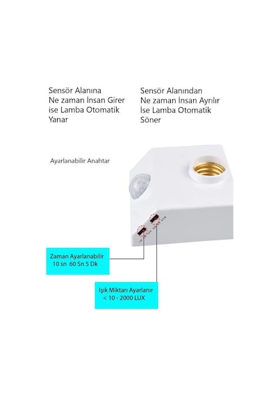 Şahnet 9W 60W 360 Derece Hareket Sensörlü Lamba Beyaz 6500K E27