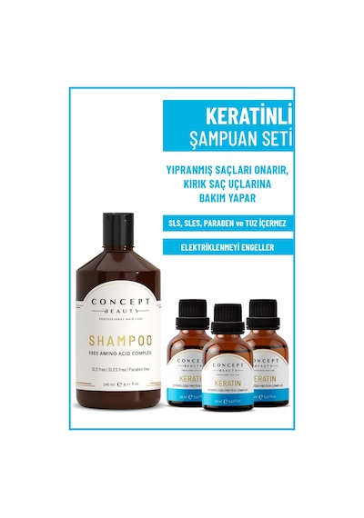 Concept Beauty Keratinli Şampuan 240 ML + Keratin Shot 3 x 20 ML