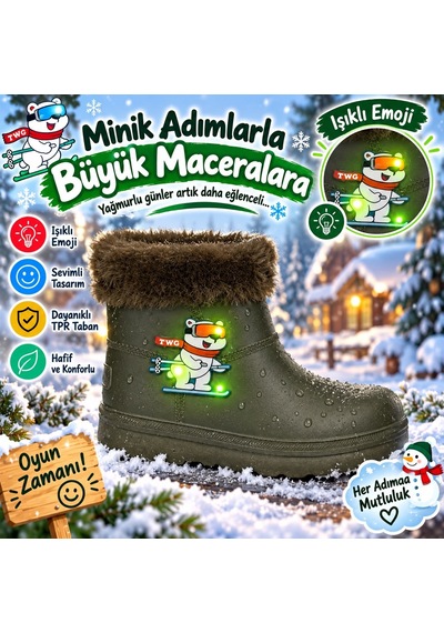 Look Life Su Geçirmez Çocuk Yağmur Botu Haki