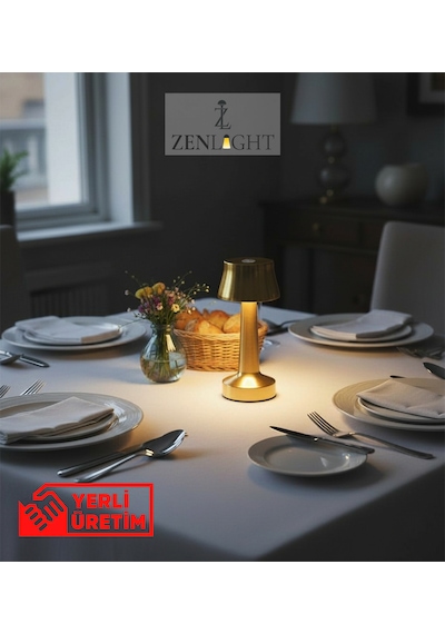 Zenlight Metal Dokunmatik Şarjlı Masa Lambası Altın