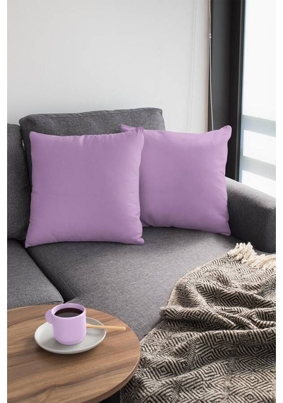 Lila Tek Renk 4'lü Set Çift Taraflı Kırlent Kılıfı 4krl013n11