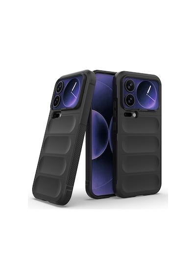 Maks Technology Mi 17 Pro Max Kılıf Esnek Tpu Oyuklu Arka Yüzey Tasarımlı Mkst Etnik Silikon Kapak - Siyah