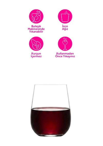 Lav Gaia Cam Kırmızı Şarap Kadehi 6'lı 475 ml (Meşrubat/Şarap Bardağı )