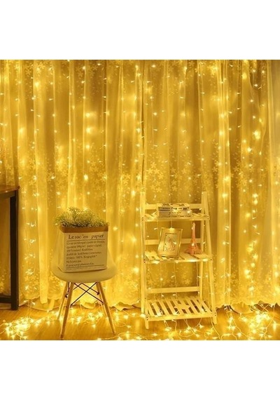 Ollevra 2x2 Metre 320 Led 8 Fonskiyonlu Dekoratif Led Günışığı Perde Sarı