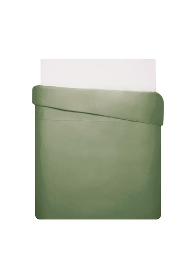 Linens Mix&match Pamuk Saten Çift Kişilik Nevresim Kılıfı Koyu Yeşil Açık Dore
