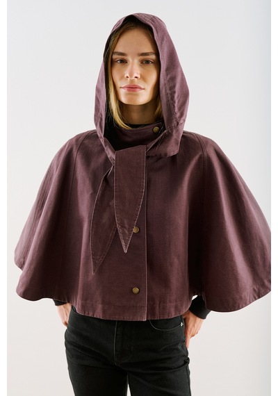 Manuka Kaplamalı Kumaş Kapüşonlu Pelerin Bordo Aw26trc00002-26