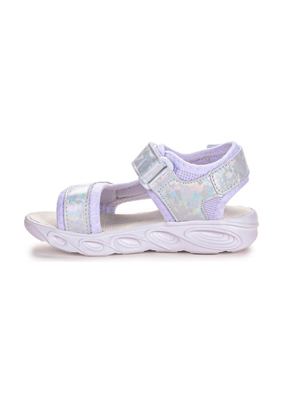 Kiko Kids 133 Hologram Işıklı Kız Çocuk Cırtlı Sandalet Ayakkabı Beyaz 001
