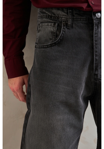 Erkek Ekstra Baggy Jean Pantolon Füme