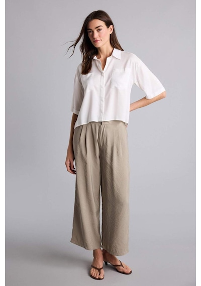 Defacto Wıde Leg Fermuarlı Normal Bel Düz Paça Tencel Pantolon H1929ax26smkh341 Haki-kh341