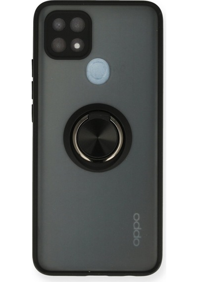 Oppo A15 Uyumlu Kılıf Montreal Yüzüklü Silikon Kapak - Siyah