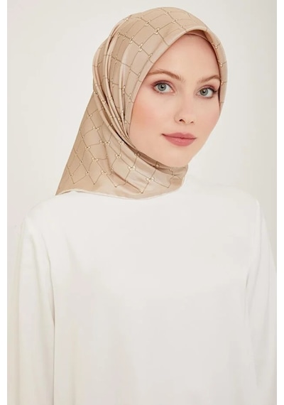 Belli Saf Twill İpek Eşarp 4006d Vizon