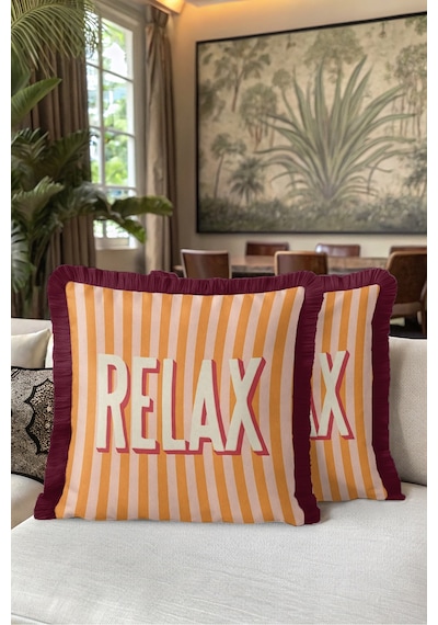 Relax Çizgili Retro Saçaklı Yastık Kılıfı - Tipografik Pop Art Turuncu Pembe Püsküllü Kırlent Kılıfı Derin Rota Nektar Relax Çizgili Retro Saçaklı Yastık Kılıfı - Tipografik Pop Art Turuncu Pembe Püsküllü Kırlent Kılıfı Derin Rota Nektar