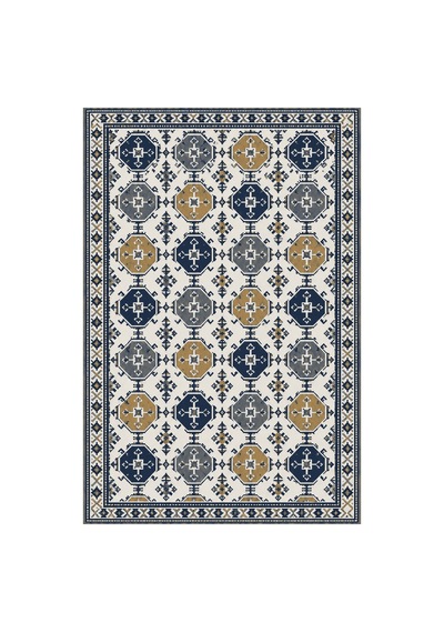 Kartela Halı Afgan Türkmen Desenli Otantik Halı Lacivert Kaymaz Taban 100x150 Cm