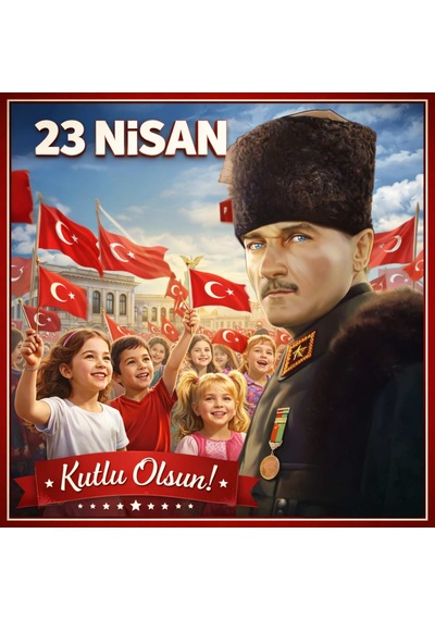 23 Nisan Ulusal Egemenlik Ve Çocuk Bayramı Premium Vinil Pano Süsü 160x160 Cm Tek Parça Okul Dekoru Model 15 7