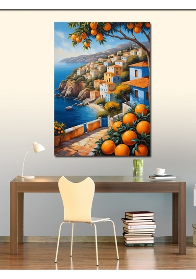 Kanvas Tablo Deniz Manzaralı Evler 50cmx70cm