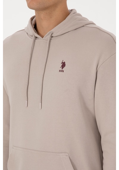 U.S. Polo Assn. Erkek Comfort Fit Kapüşonlu Taş Basic Sweatshirt 50313746-VR049