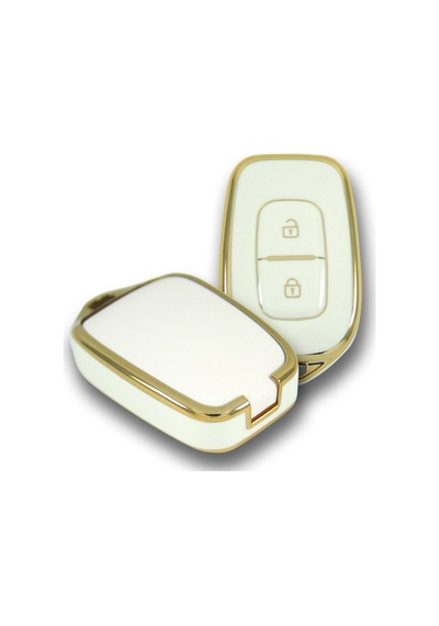 Renault Uyumlu Symbol Trafic Nano Anahtar Kılıfı 2 Buton Beyaz Gold