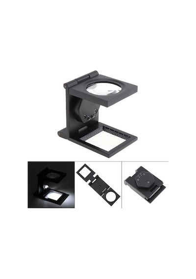 Led Işıklı Lup Mercek Metal Katlanır Ölçekli Kılıflı Işıklı Büyüteç